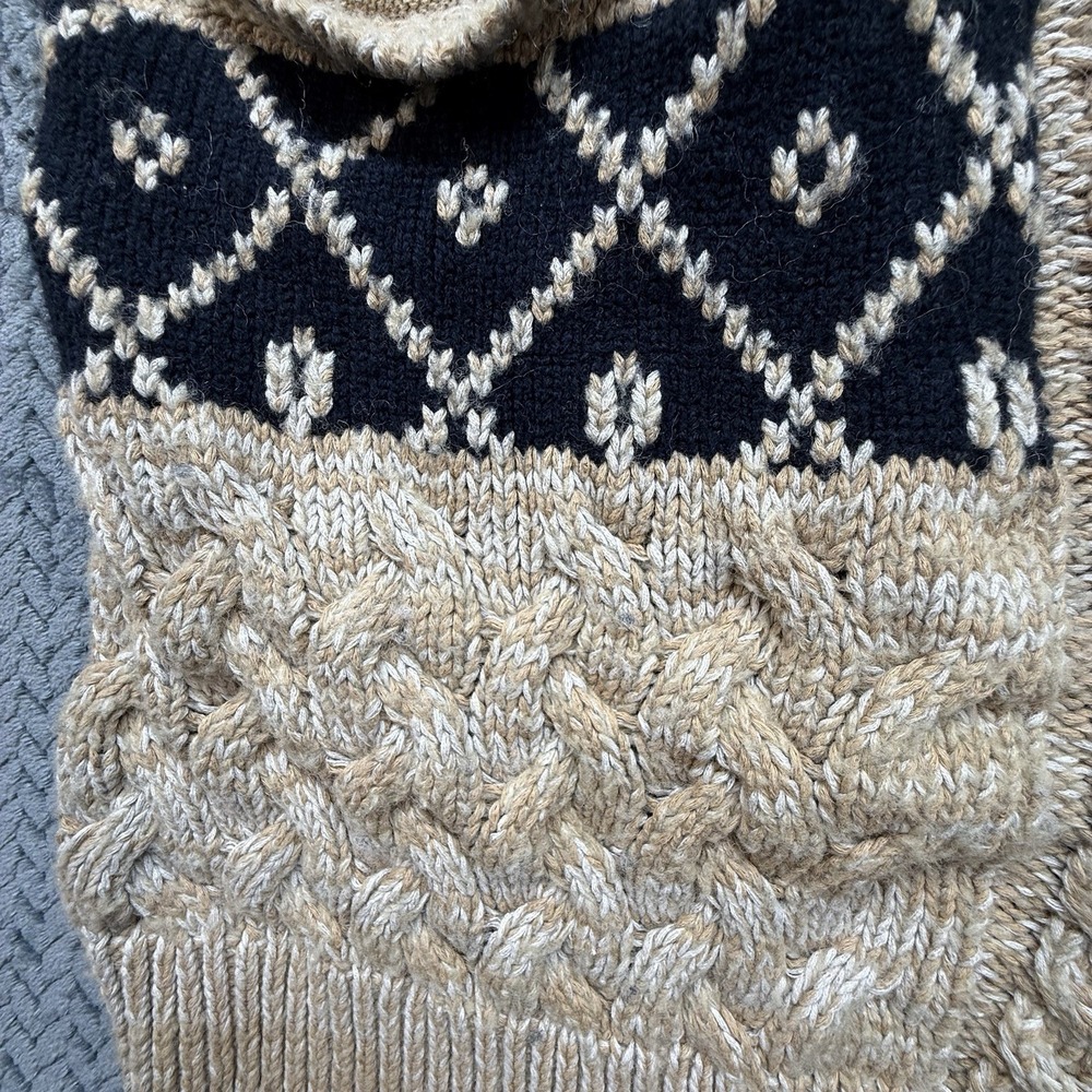 Anthropologie Pilcro Oversized Cable Knit Cardigan Slouchy Argyle Pockets 1X 2X - Picture 3 of 13